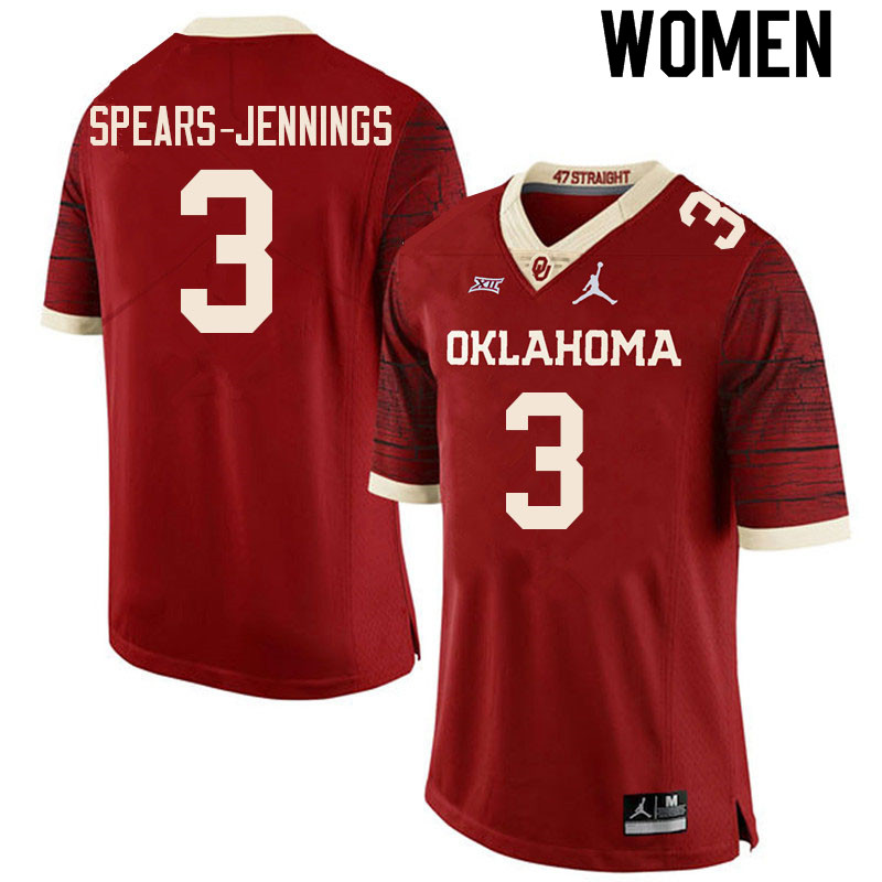 Women #3 Robert Spears-Jennings Oklahoma Sooners College Football Jerseys Sale-Retro